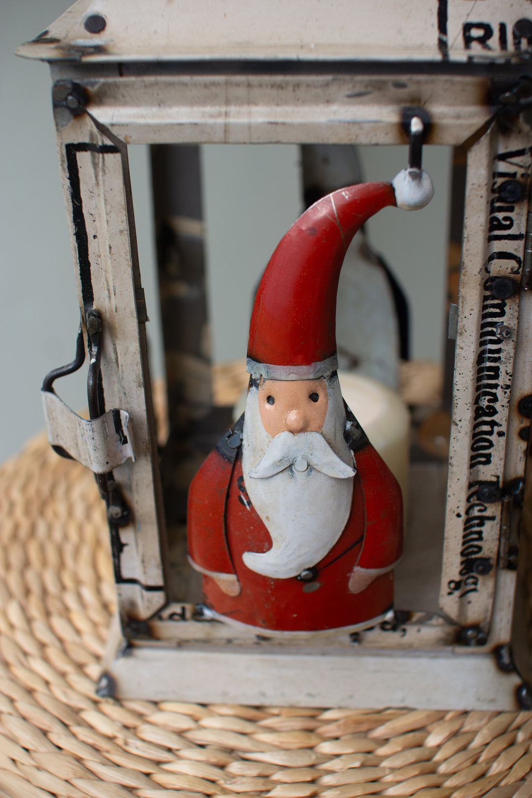 Recycled Iron Santa Lantern