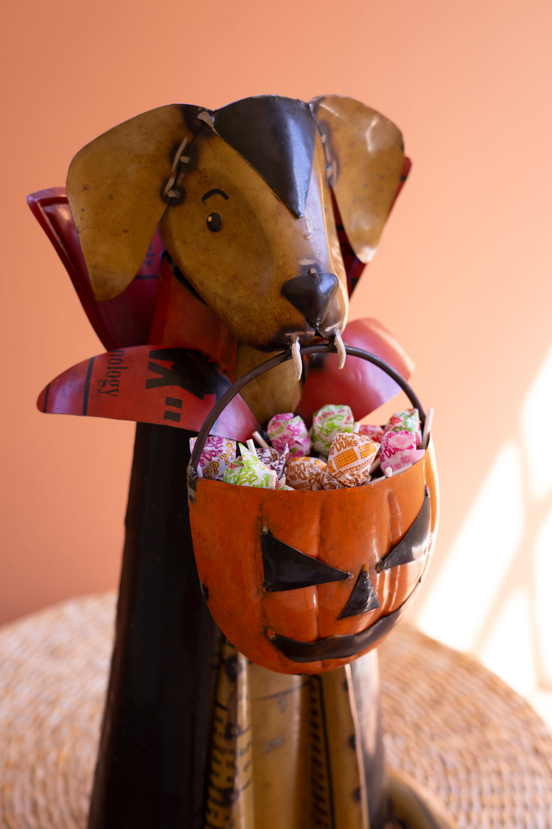 Set of 2 Recycled Metal Halloween Cat and Dog