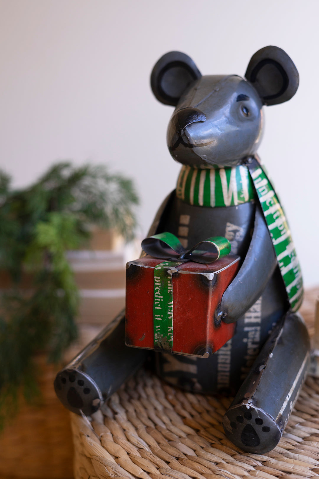 Set of 2 Recycled Metal Christmas Black Bears