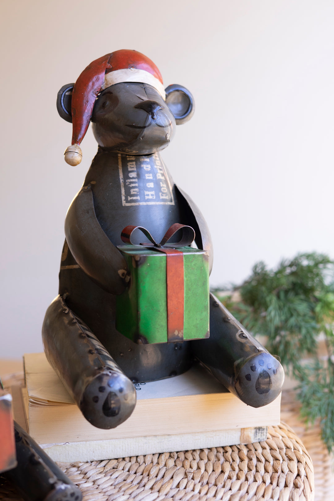 Set of 2 Recycled Metal Christmas Black Bears