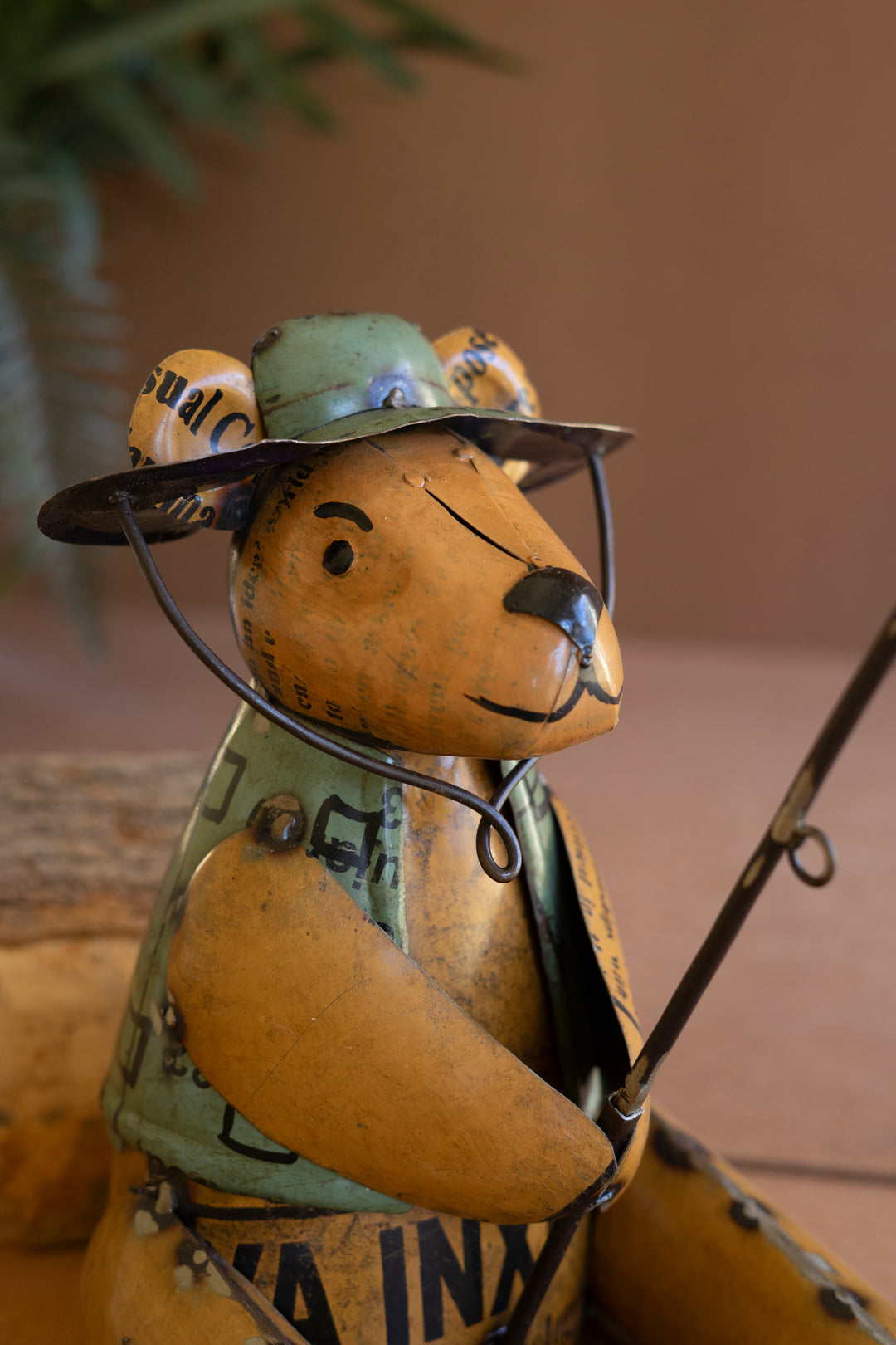 Recycled Iron Brown Bear Fishing