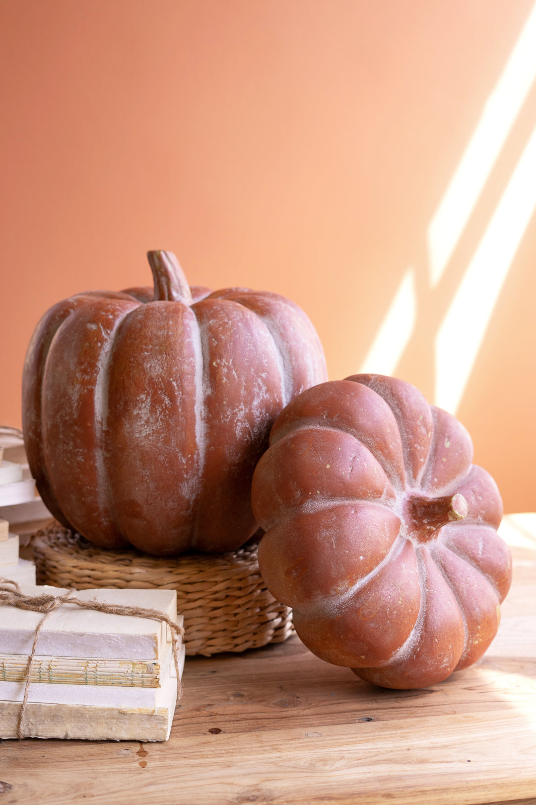 Set of 2 Paper Mache Pumpkins