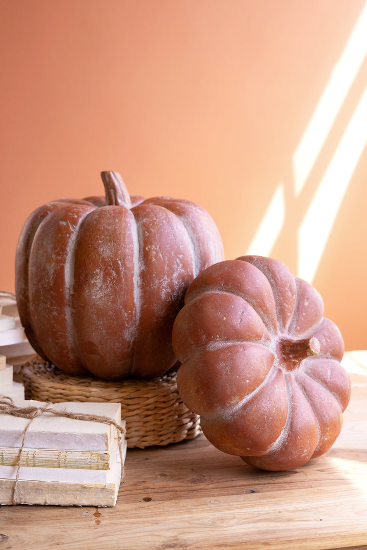 Set of 2 Paper Mache Pumpkins