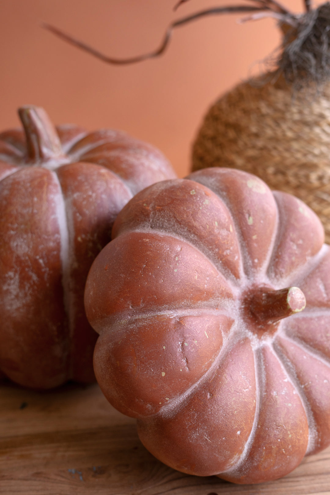 Set of 2 Paper Mache Pumpkins