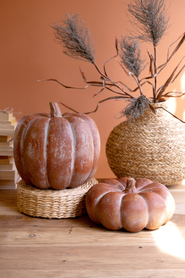 Set of 2 Paper Mache Pumpkins