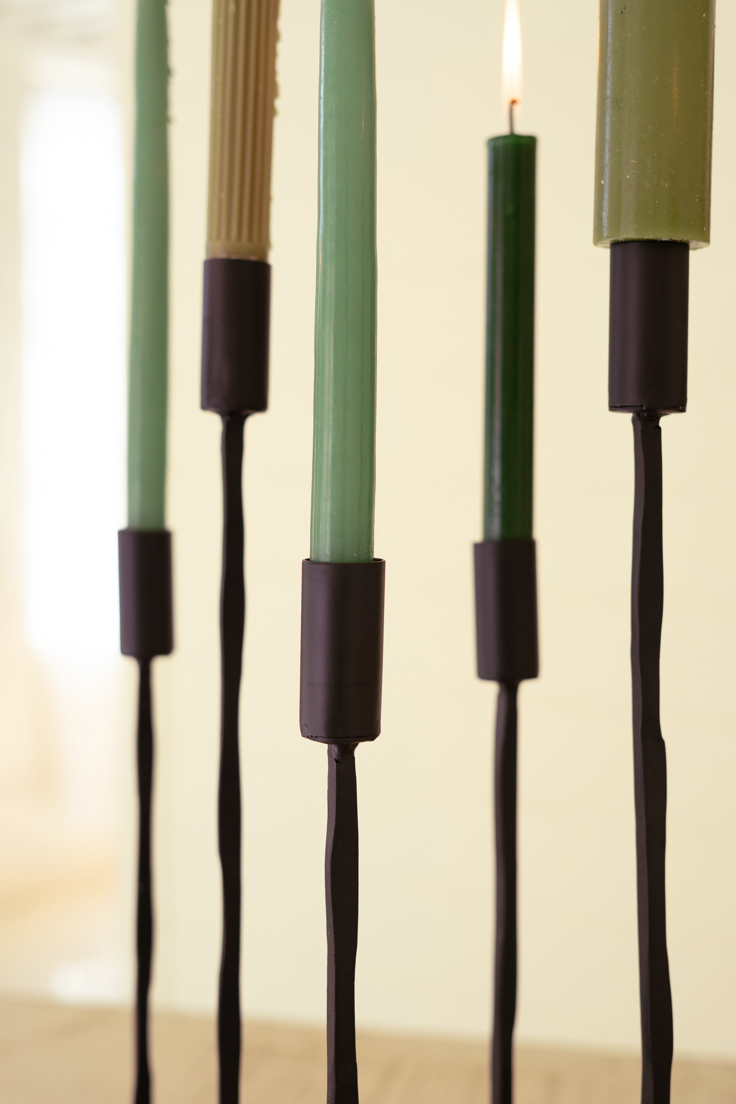 Eleven Forged Iron Taper Candelabra - Thumbnail 5