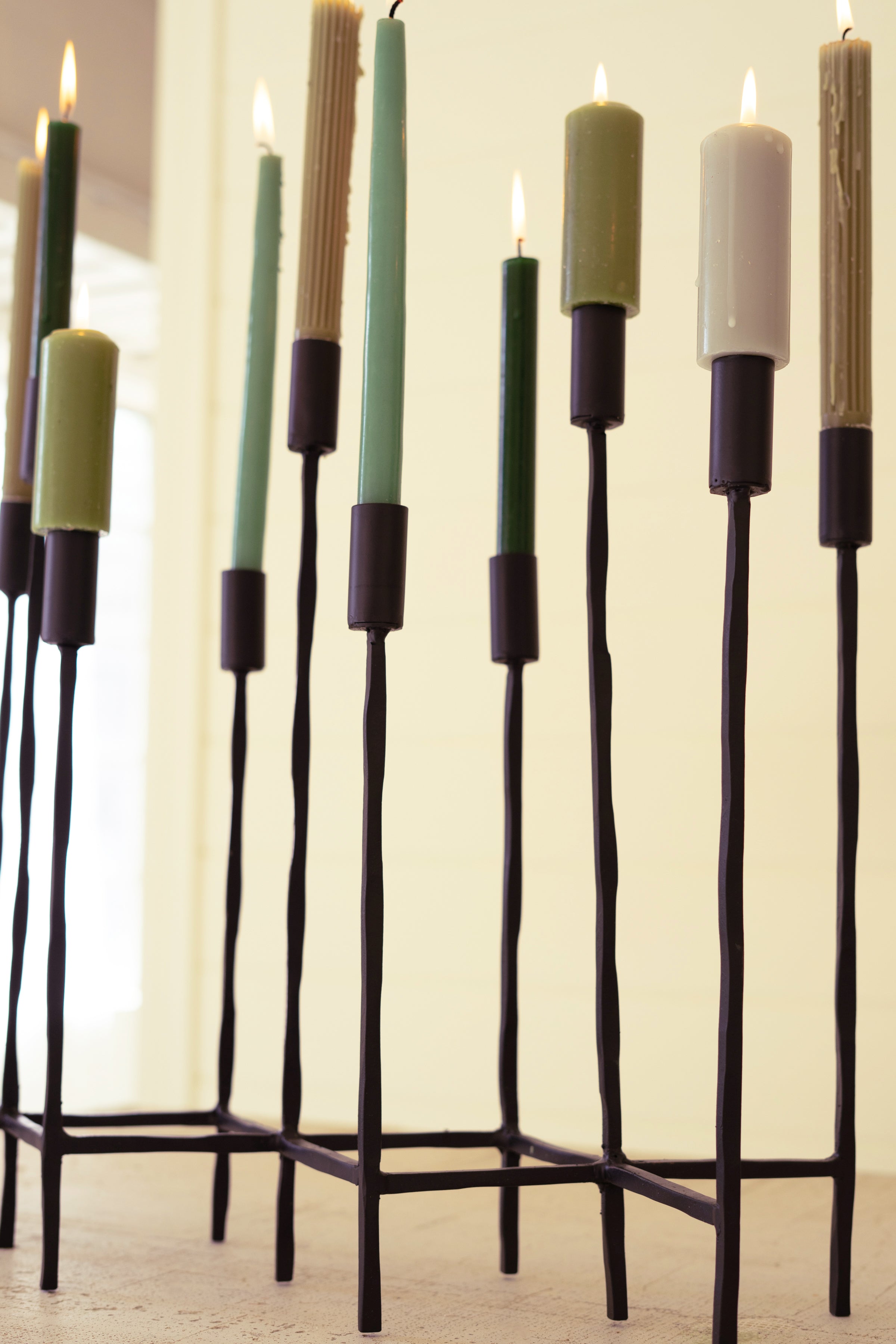 Eleven Forged Iron Taper Candelabra - Thumbnail 3