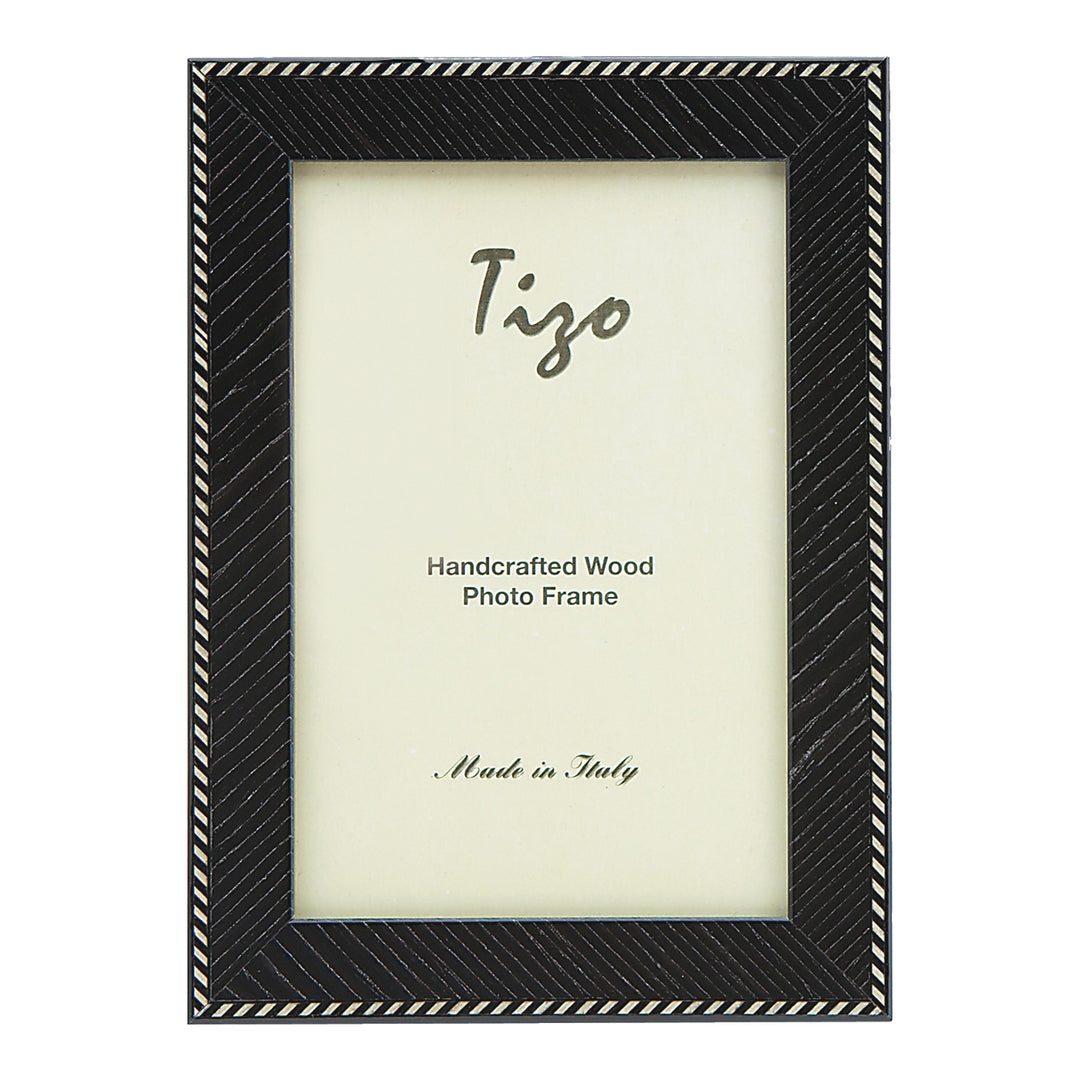 Tizo Design Narrow Braid-Border Italian Wood Picture Frame (Black)