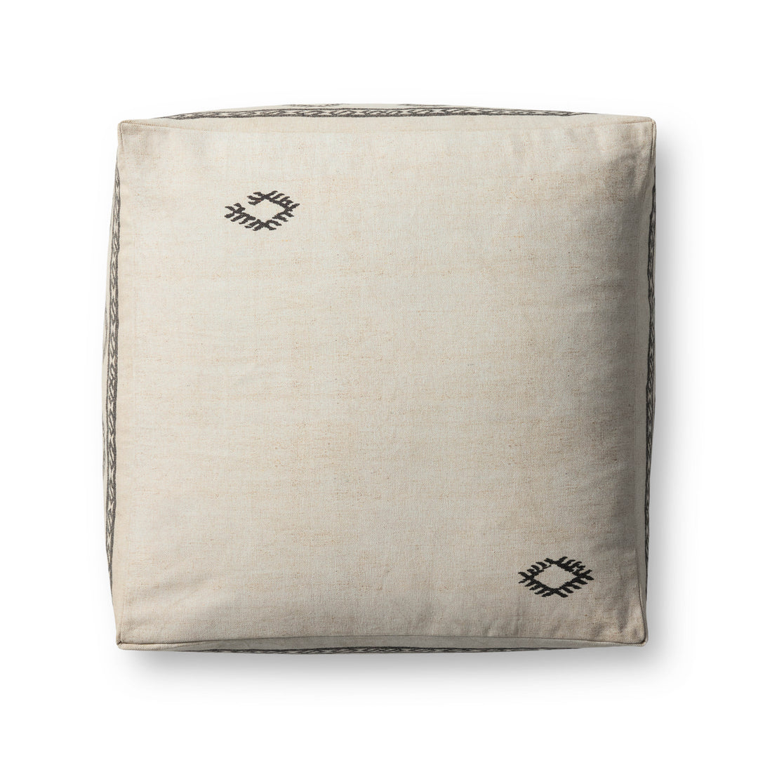 Loloi LPF0042 Ivory / Brown 36" x 36" x 17" Pouf
