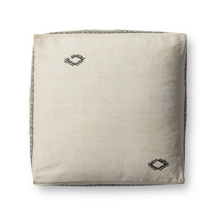 Loloi LPF0042 Ivory / Brown 36" x 36" x 17" Pouf