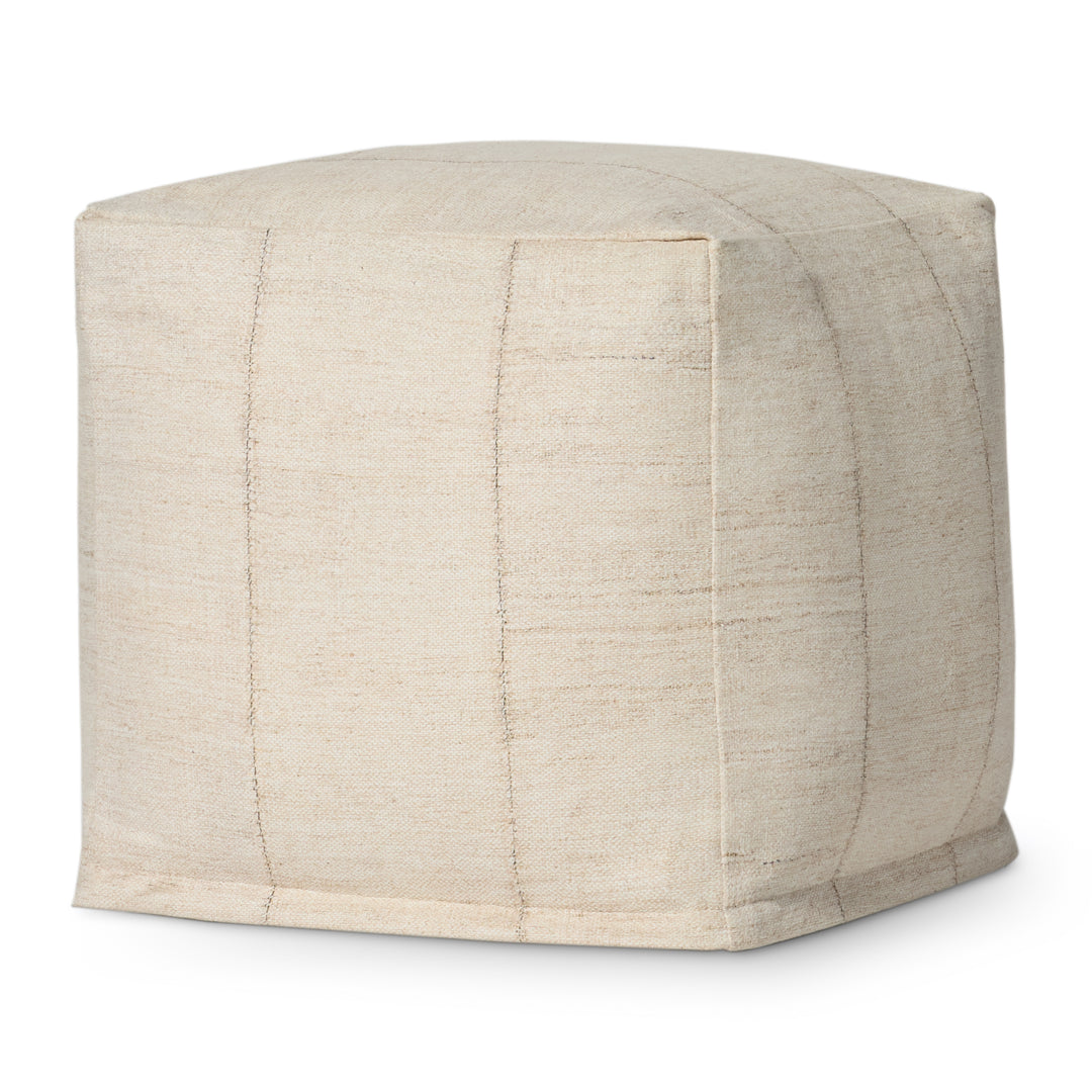 Loloi LPF0043 Ivory 18" x 18" x 18"  Pouf