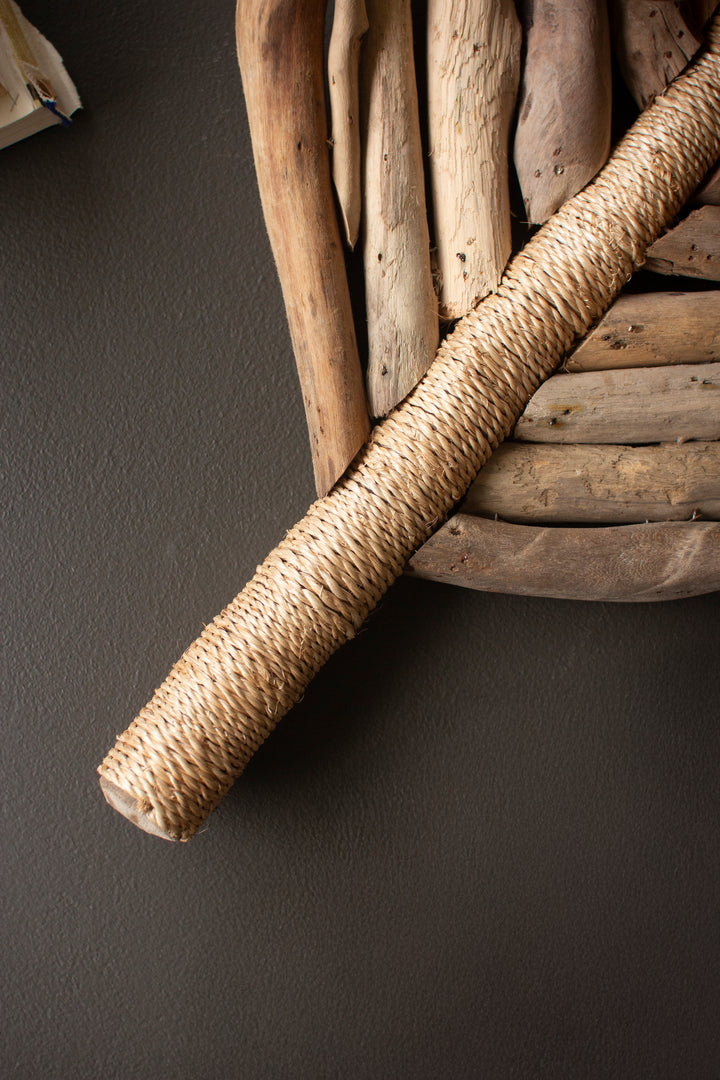 Set of 2 Driftwood Leaf Trays with Abaca Detail