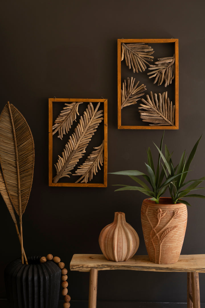 Set of 2 Framed Driftwood Leaves