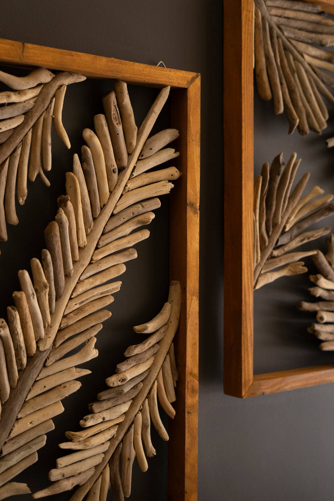 Set of 2 Framed Driftwood Leaves