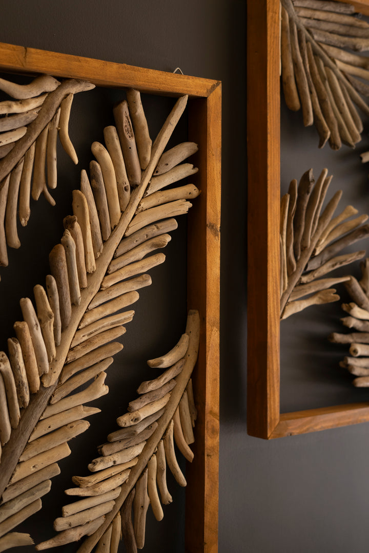 Set of 2 Framed Driftwood Leaves