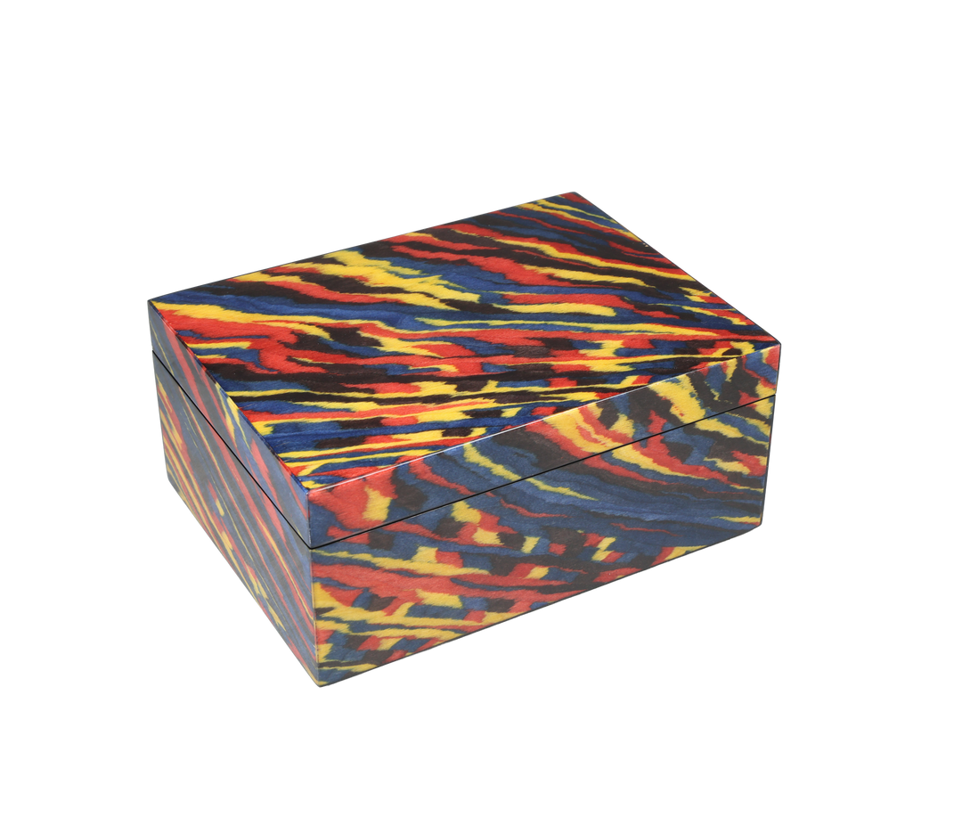Lacquer Hinged 5" Small Square Box (Wavy Multi)
