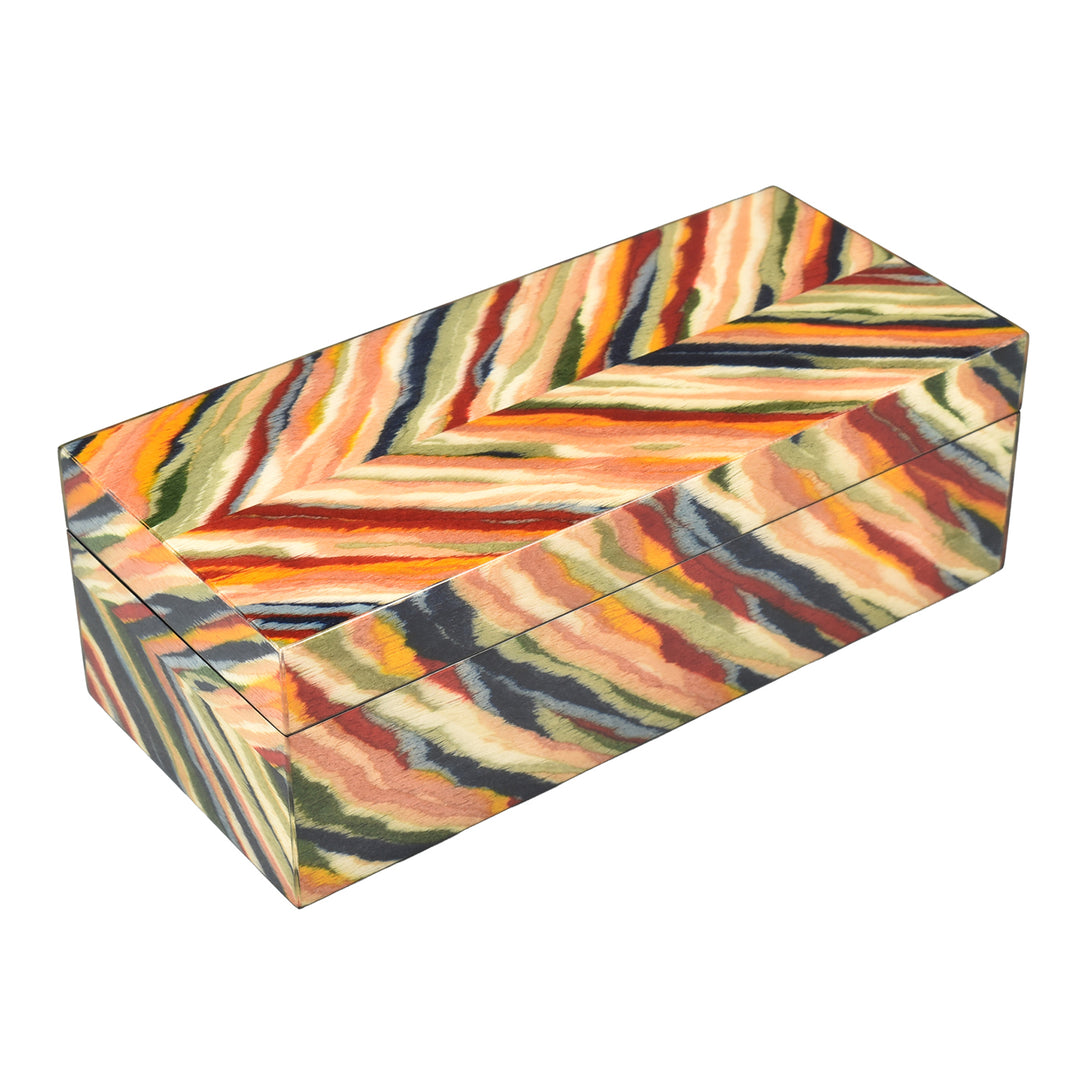 Lacquer Hinged 9" Long Pencil Box (Tiger Pattern)