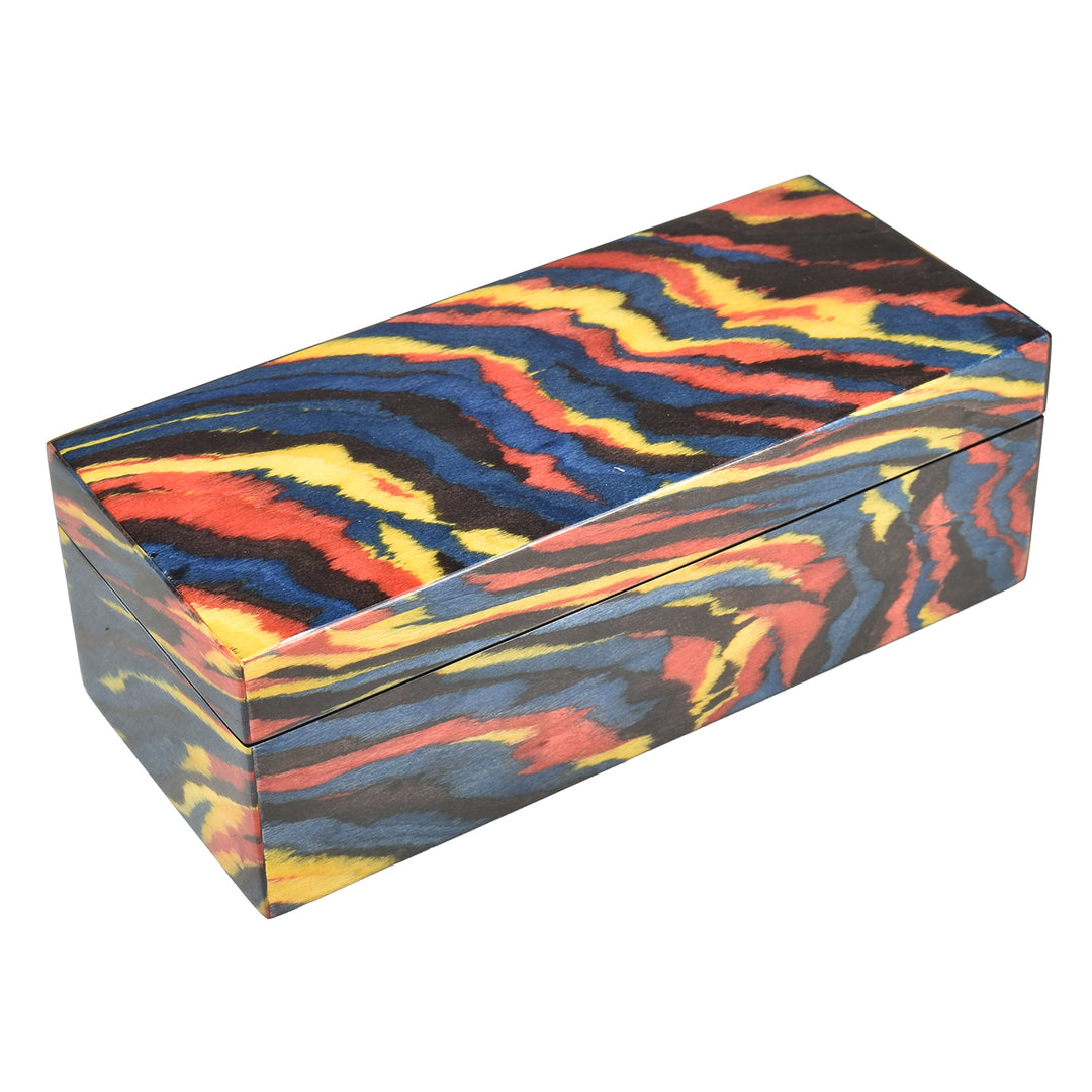 Lacquer Hinged 9" Long Pencil Box (Wavy Multi)
