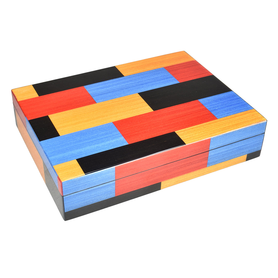 Lacquer Hinged 12.5" Small Square Box (Colored Chips)