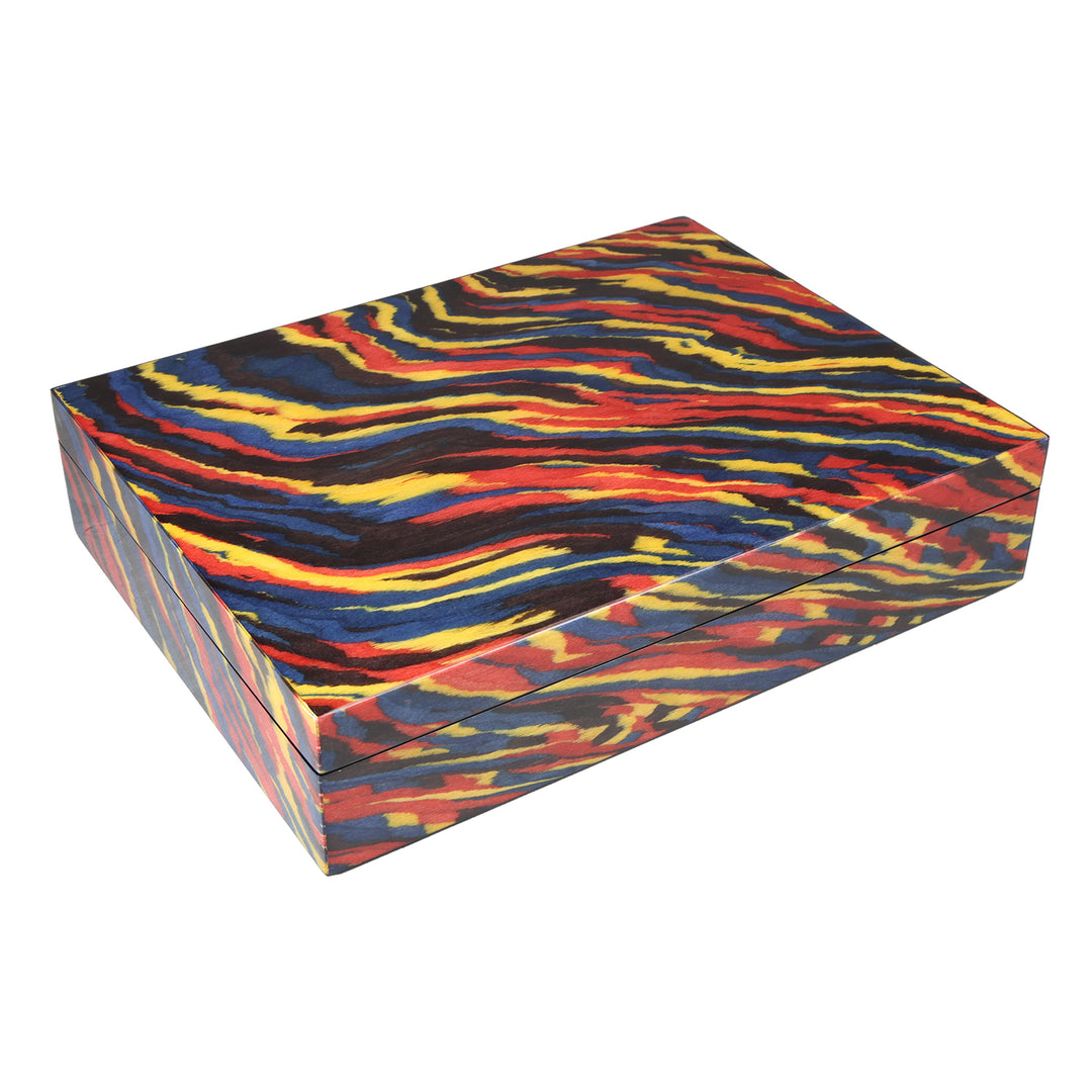 Lacquer Hinged 12.5" Small Square Box (Wavy Multi)