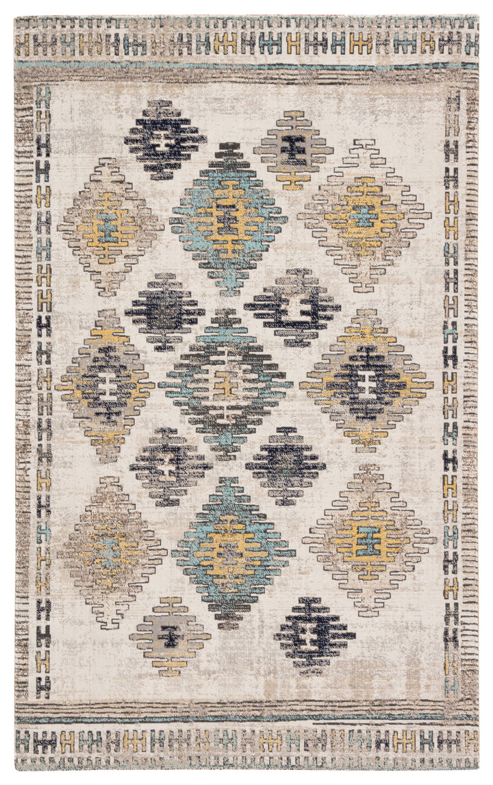 Jaipur Living Dez Indoor/ Outdoor Tribal Blue/ Yellow Area Rug (POLARIS - POL17)