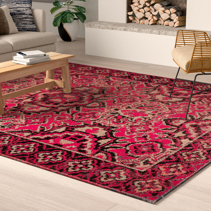 Jaipur Living Chaya Indoor/ Outdoor Medallion Red/ Black Area Rug (POLARIS - POL21)