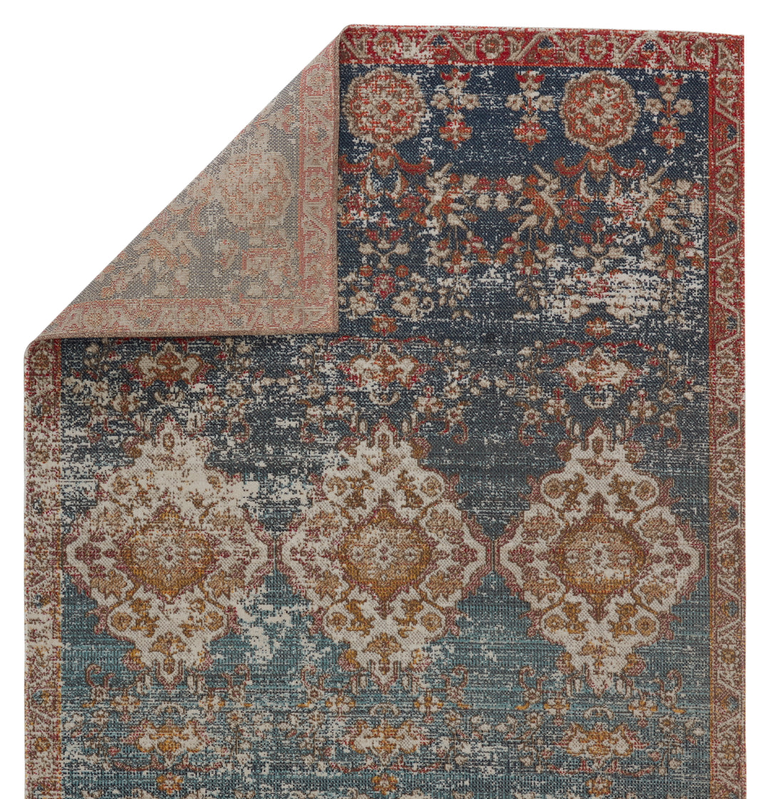 Jaipur Living Freemond Indoor/ Outdoor Medallion Blue/ Red Area Rug (POLARIS - POL28)