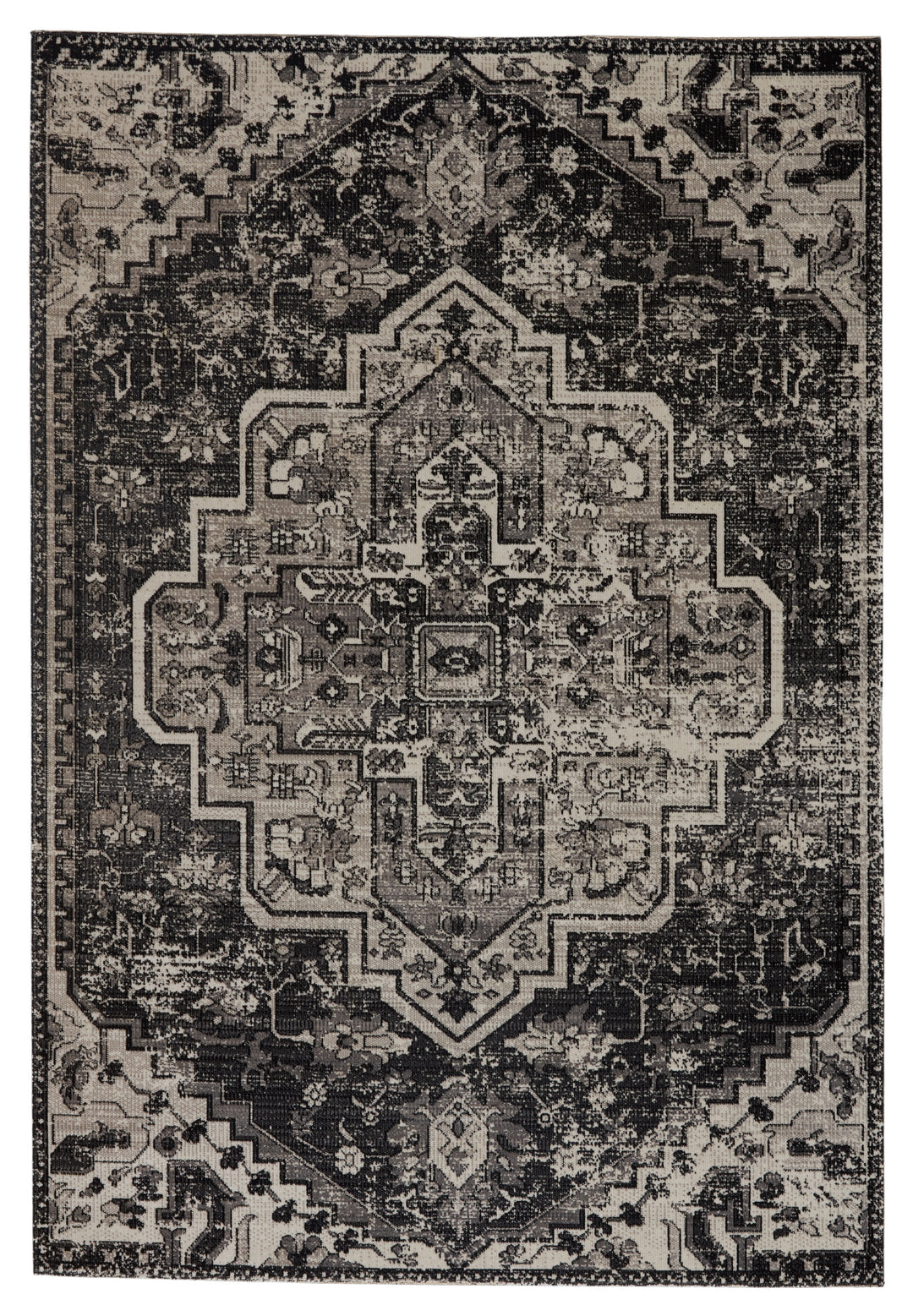 Jaipur Living Ellery Indoor/ Outdoor Medallion Black/ Gray Area Rug (POLARIS - POL29)