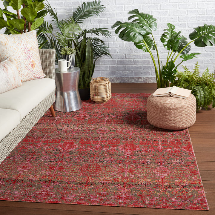 Jaipur Living Bodega Indoor/ Outdoor Trellis Red/ Taupe Area Rug (POLARIS - POL32)