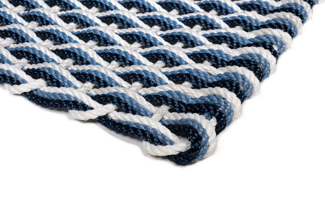 The Rope Co. Collection Handwoven Doormat (Pearl + Glacier Bay + Navy)
