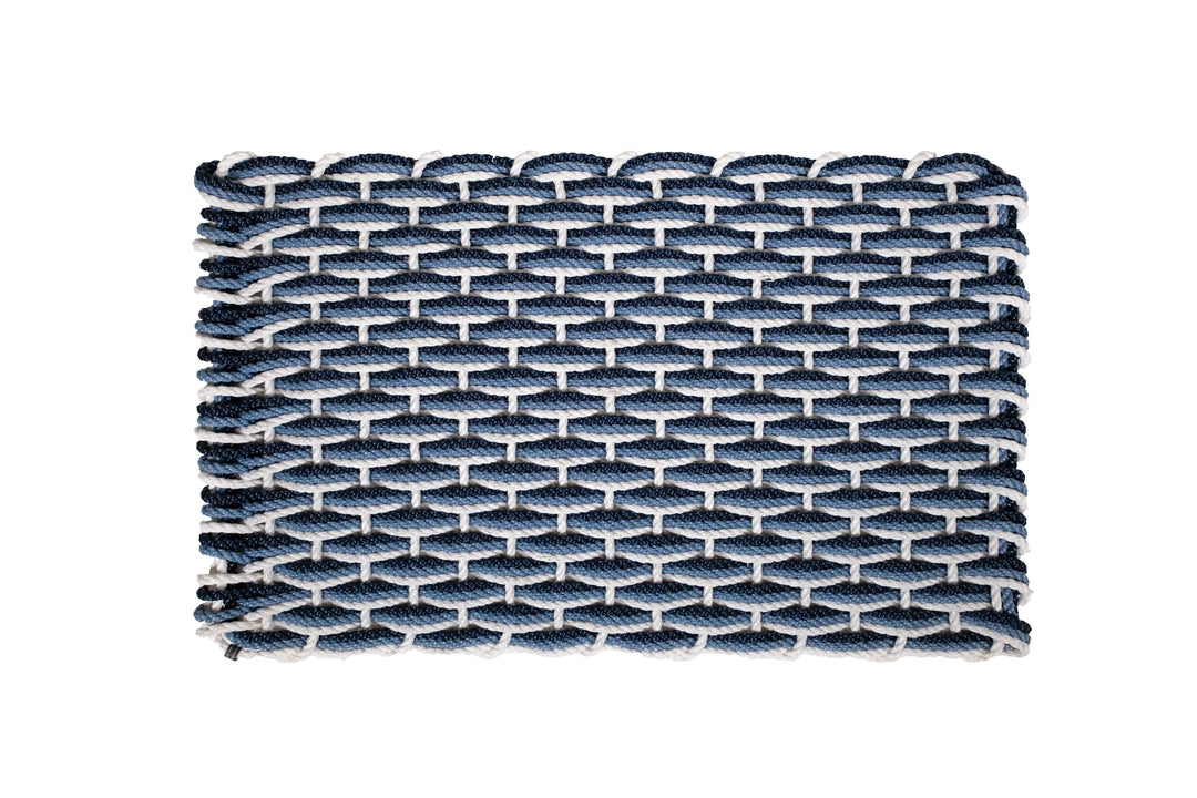 The Rope Co. Collection Handwoven Doormat (Pearl + Glacier Bay + Navy)
