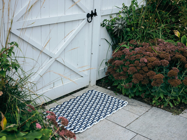 The Rope Co. Collection Handwoven Doormat (Pearl + Glacier Bay + Navy)
