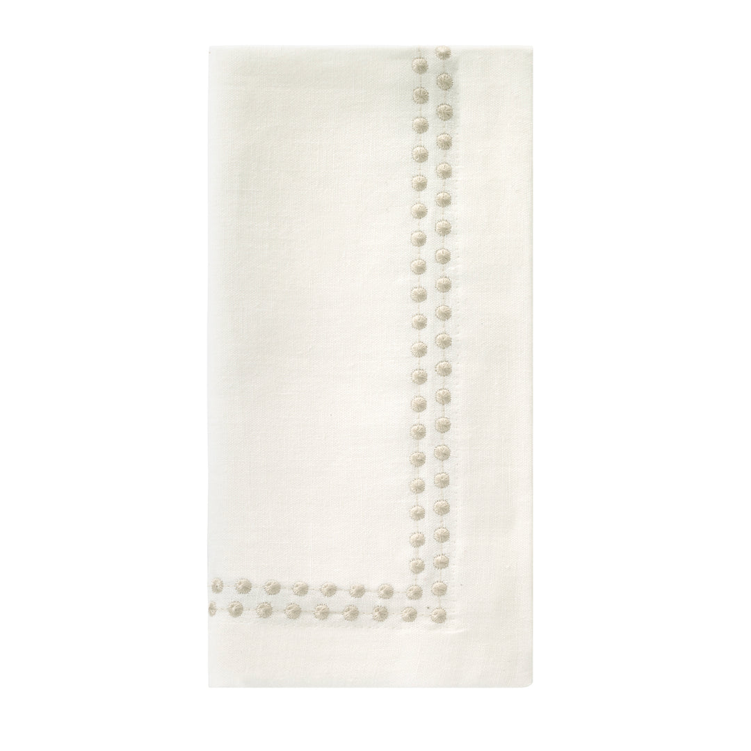 Pearls Embroidered Linen Napkins Set/4 (Beige)