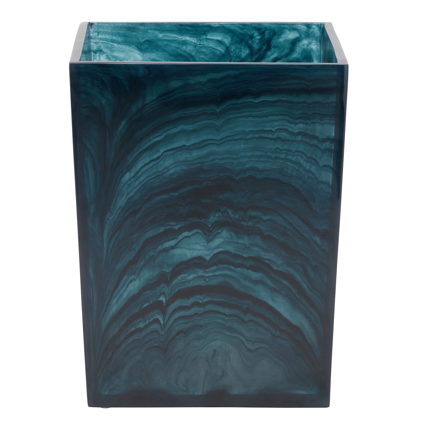 Abiko Translucent Cast Resin Square Waste Basket