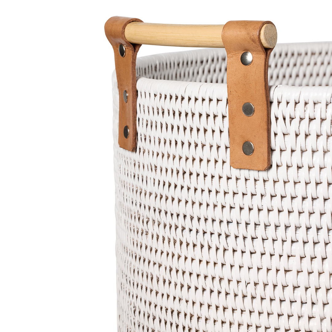 Antalya White Rattan Hamper (Small)