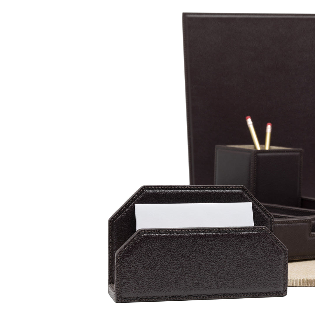 Asby Full-Grain Leather Desk Accessory Set (Aubergine)