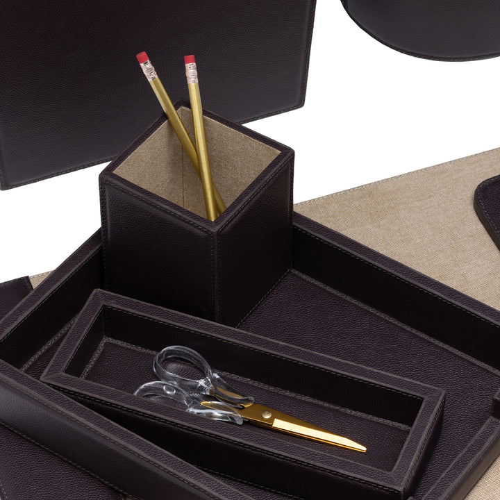 Asby Full-Grain Leather Desk Accessory Set (Aubergine)