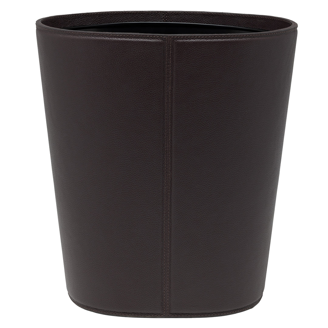 Asby Full-Grain Leather Wastebasket Oval (Aubergine)