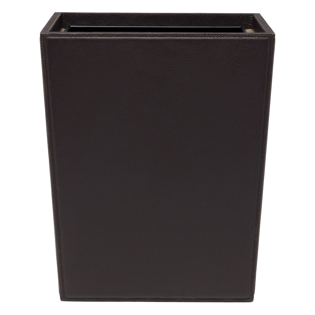 Asby Full-Grain Leather Wastebasket Rectangle (Aubergine)