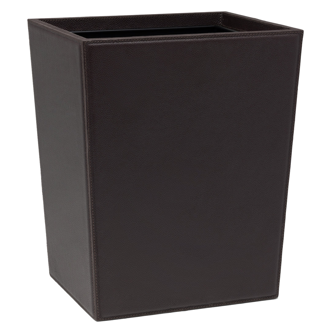 Asby Full-Grain Leather Wastebasket Rectangle (Aubergine)