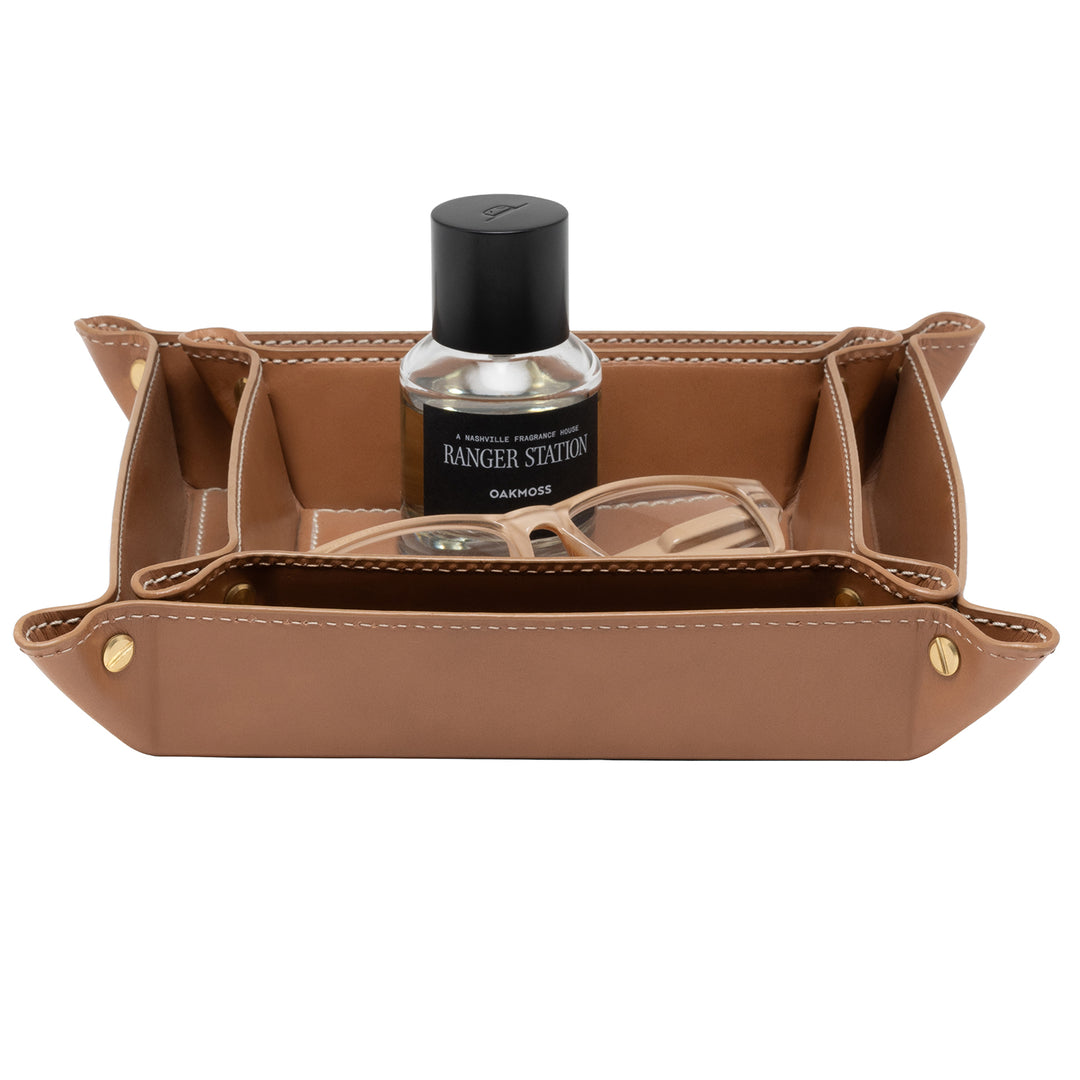 Belmont Full-Grain Leather Catch All Tray Set of 2 (Aged Camel )