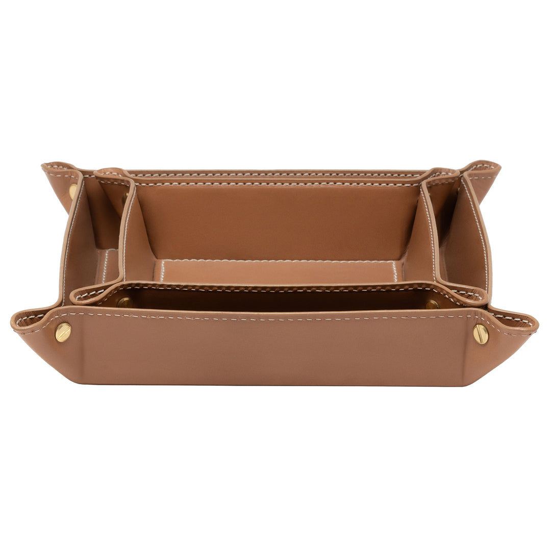 Belmont Full-Grain Leather Catch All Tray Set of 2 (Aged Camel )