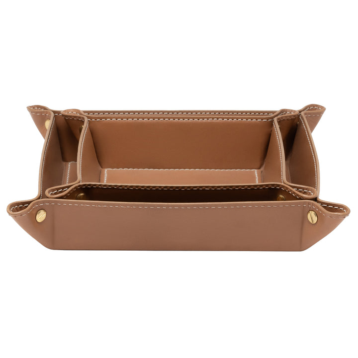 Belmont Full-Grain Leather Catch All Tray Set of 2 (Aged Camel )