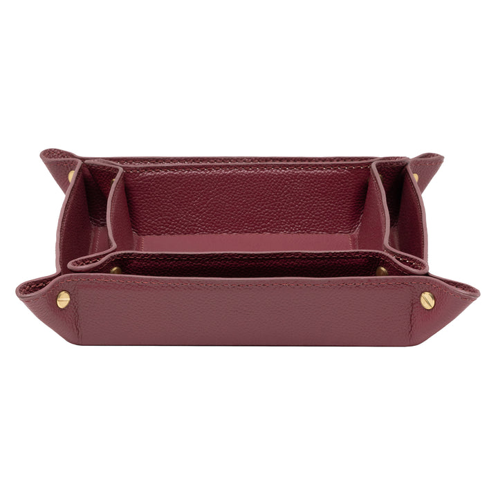 Belmont Full-Grain Leather Catch All Tray Set of 2 (Burgundy)