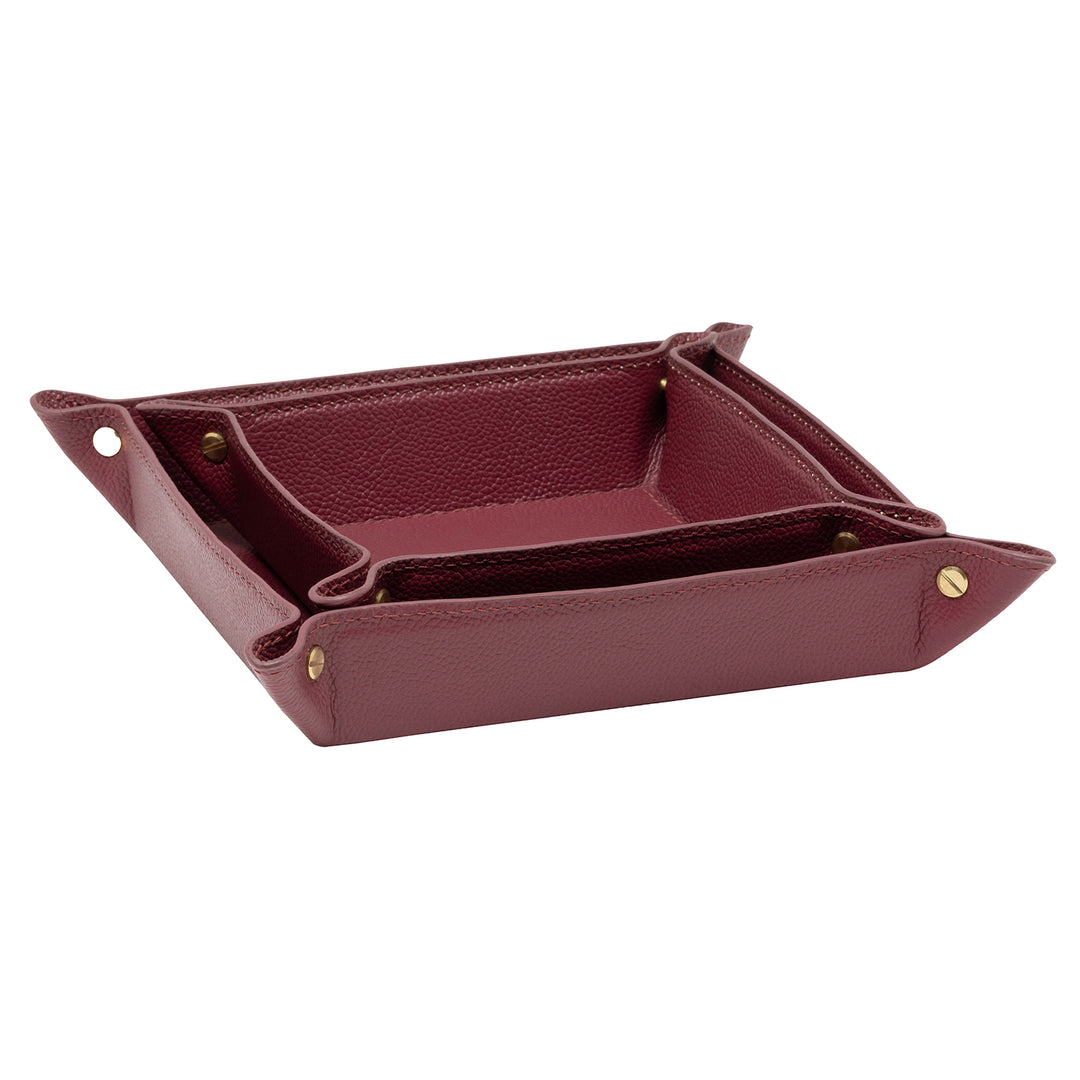 Belmont Full-Grain Leather Catch All Tray Set of 2 (Burgundy)