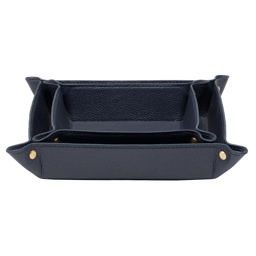 Belmont Full-Grain Leather Catch All Tray Set of 2 (Navy)