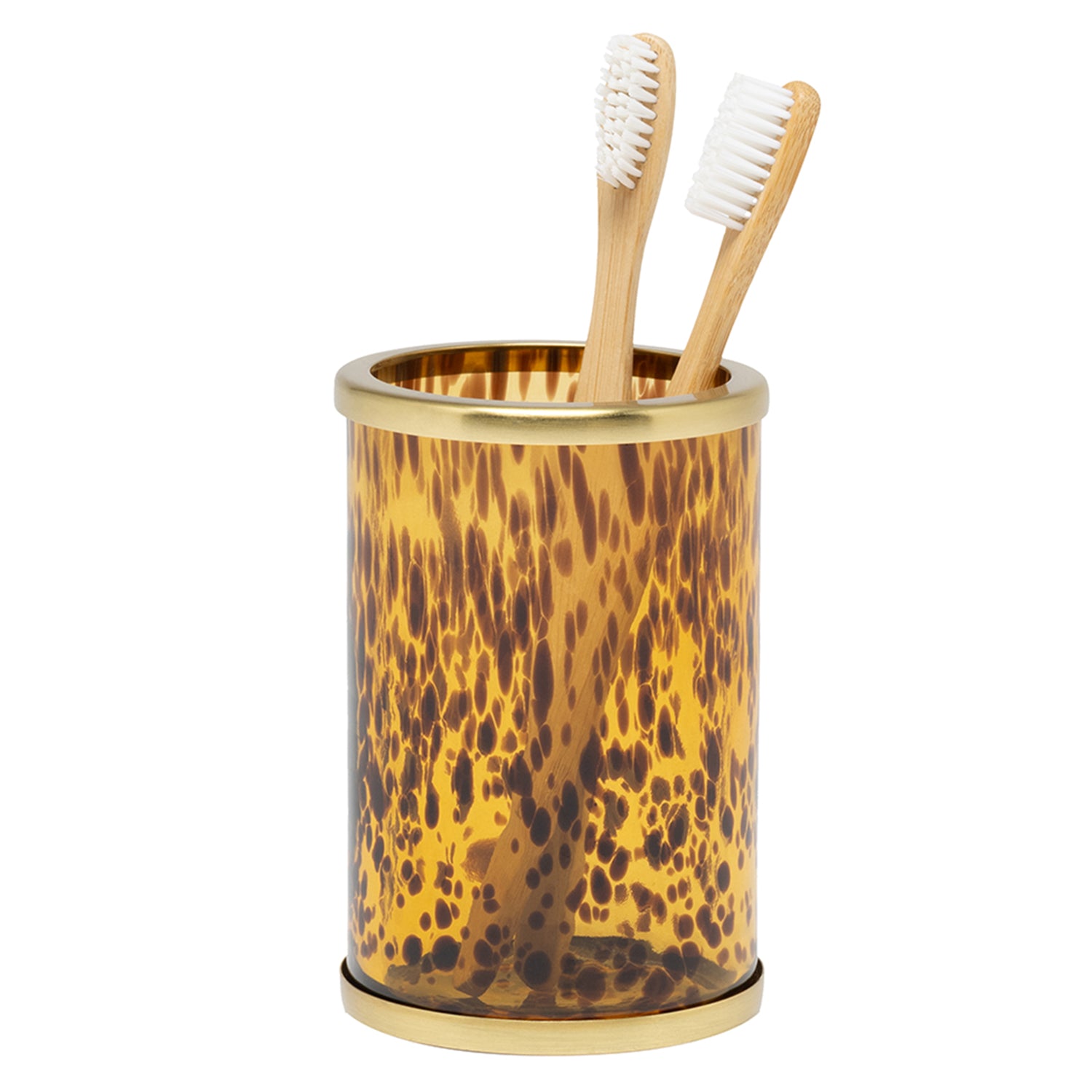 Benton Amber Tortoise Glass/Matte Gold Stainless Steel Bathroom Accessories - Thumbnail 4
