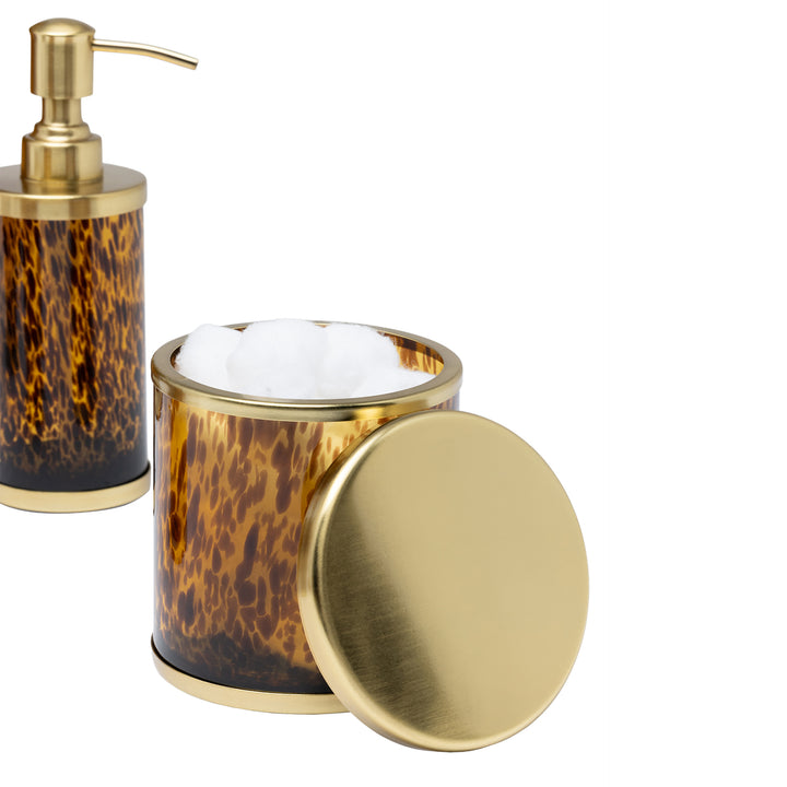 Benton Amber Tortoise Glass/Matte Gold Stainless Steel Bathroom Accessories