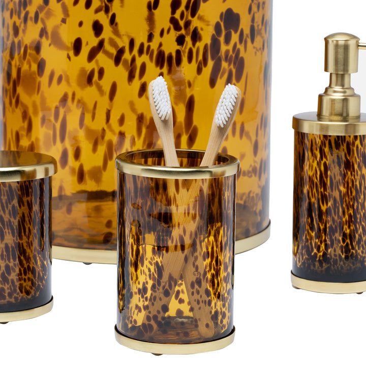Benton Amber Tortoise Glass/Matte Gold Stainless Steel Bathroom Accessories