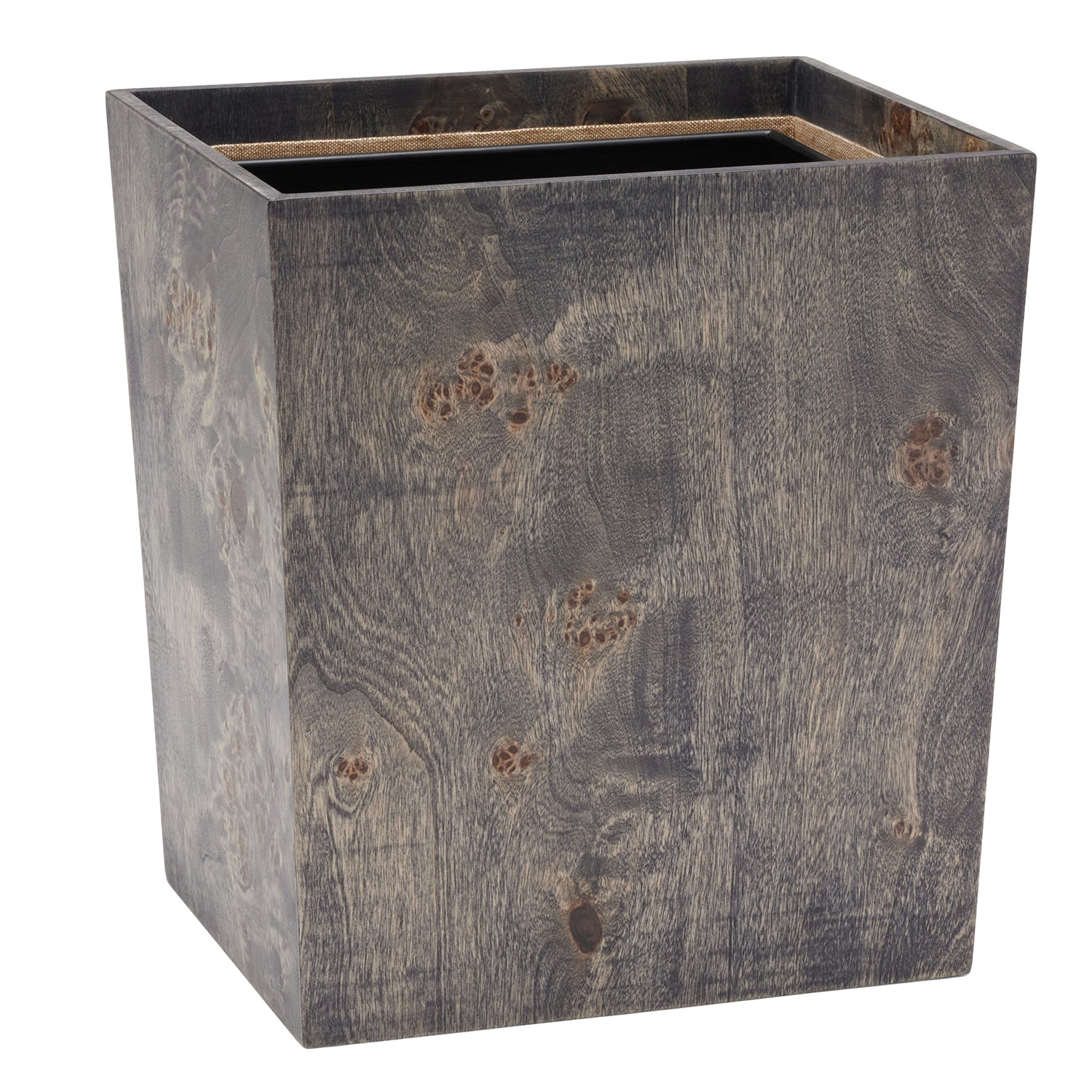 Bern Mappa Burl Veneer Rectangle Wastebasket - Thumbnail 2